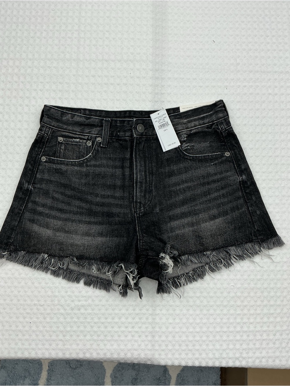 American Eagle Outfitters Black Frayed Hem Denim Shorts
